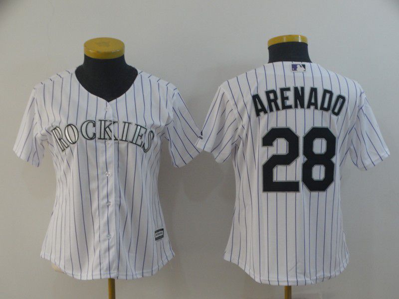 Women Colorado Rockies #28 Arenado White Game MLB Jersey